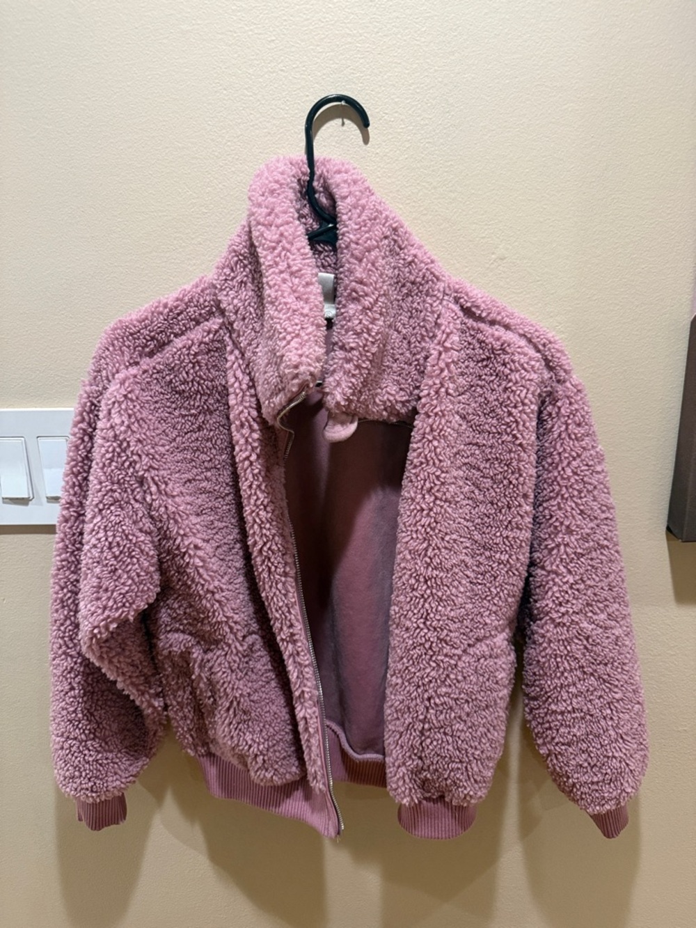 Treasure & Bond Dusty Pink Plush Teddy Puffer Jacket